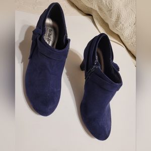 Coach & Four Platform Blue Vegan Suede Ankle Bootie